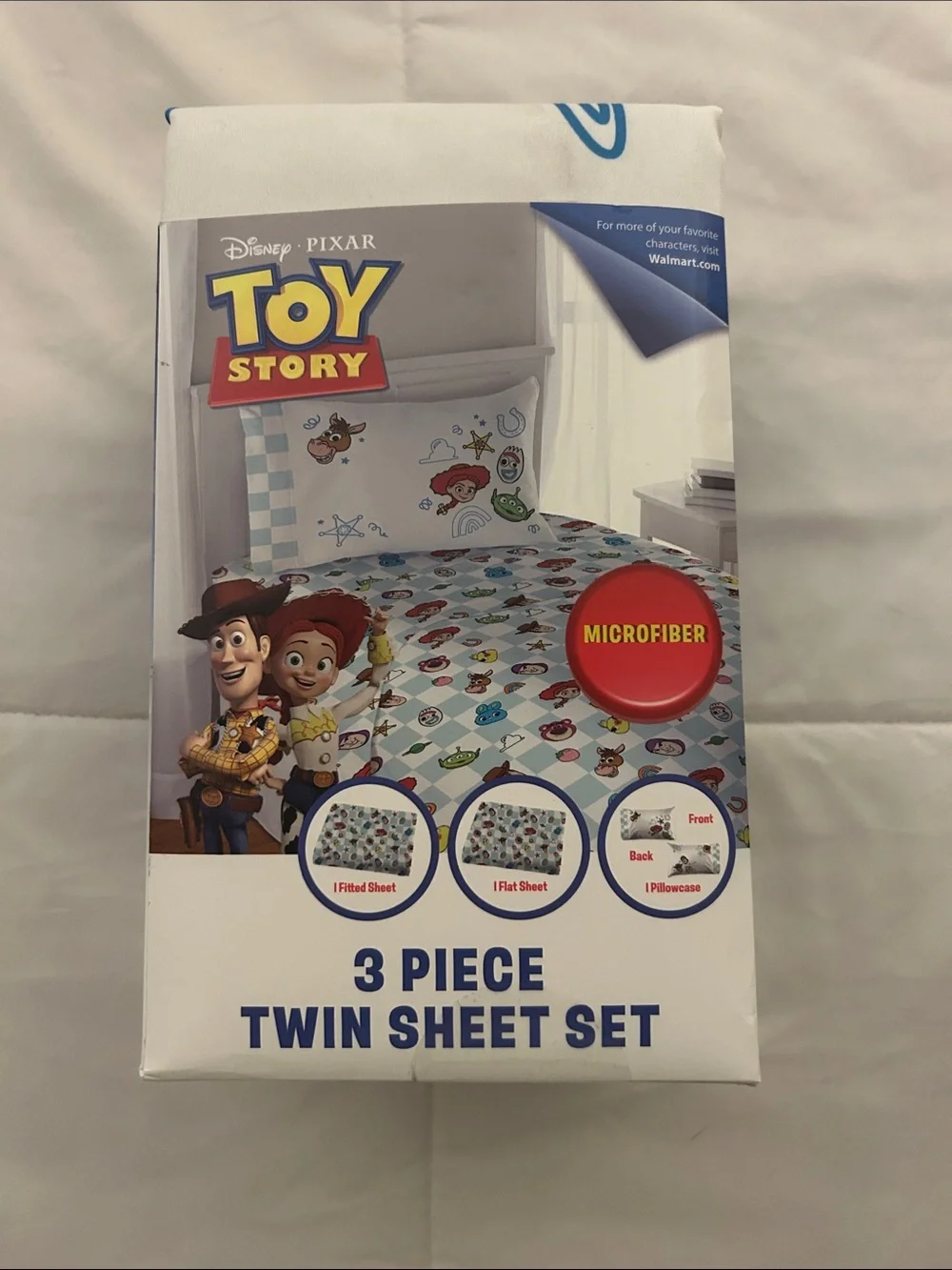 Toy Story Twin Sheet Set - Blue Character Microfiber